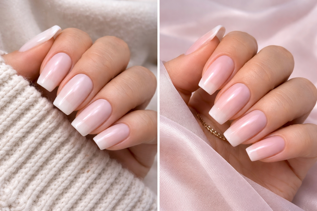 Milky and Sheer Nails 