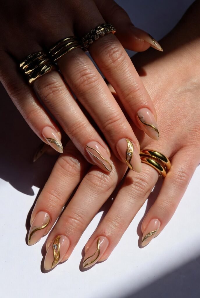 Gold Foil Tuscan Nails