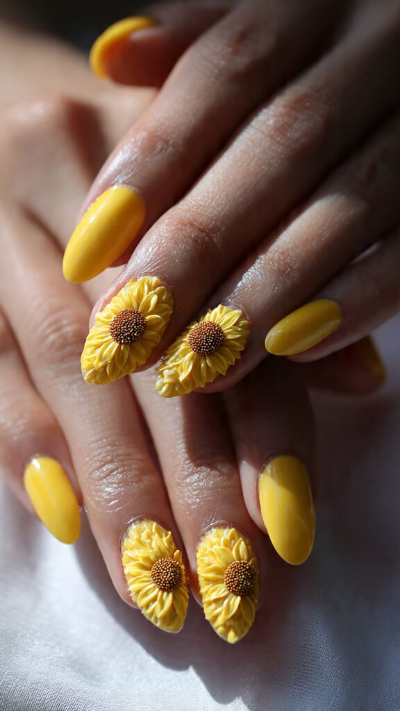 3d-sculpted-sunflower-nails-bold-statement-manicur
