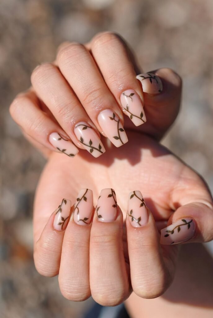 Minimal Vine Art Nails