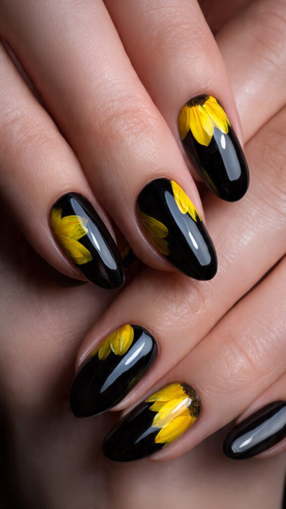 black-base-sunflower-nails-modern-edgy-nail-art-wi (1)