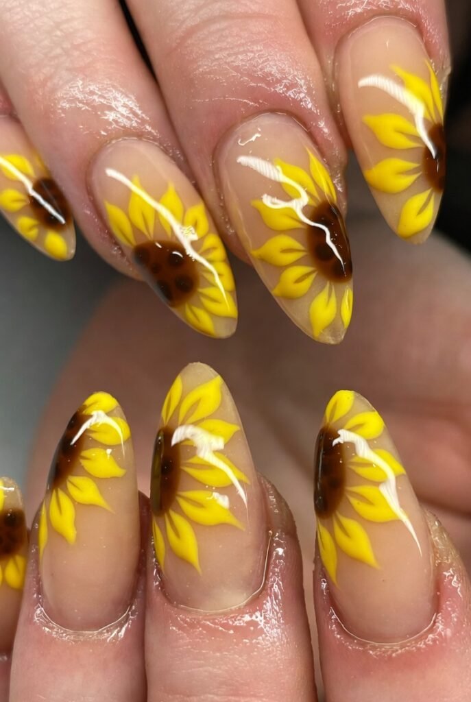 Gel Sunflower Nail Art