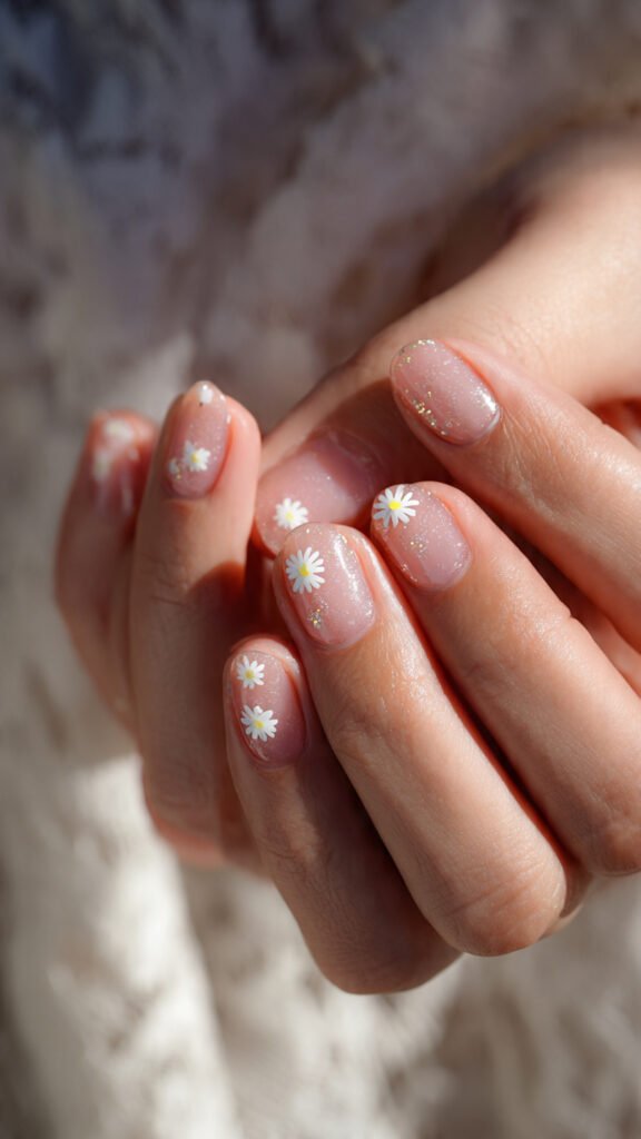 close-up-of-hands-with-daisy-accent-nails-neutral-