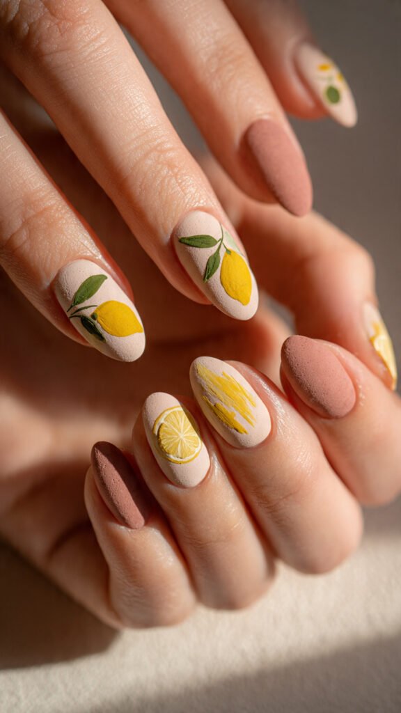 Lemon-Inspired Accent Nails