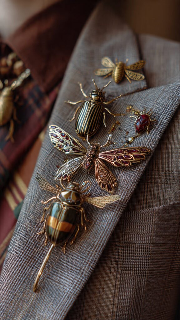close-up-of-insect-inspired-brooches-stacked-on-a-