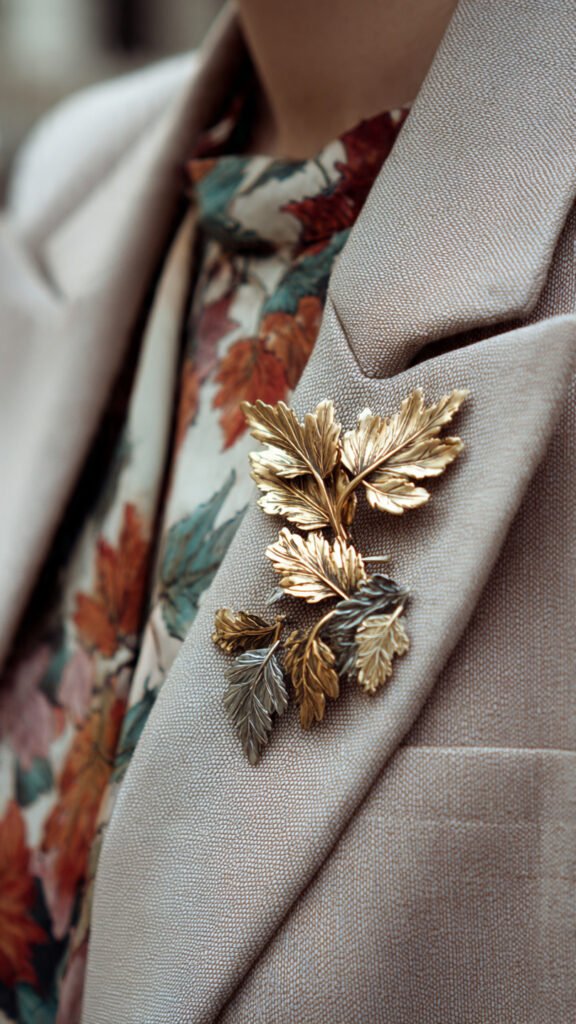 close-up-of-leaf-and-foliage-brooches-on-a-tailore