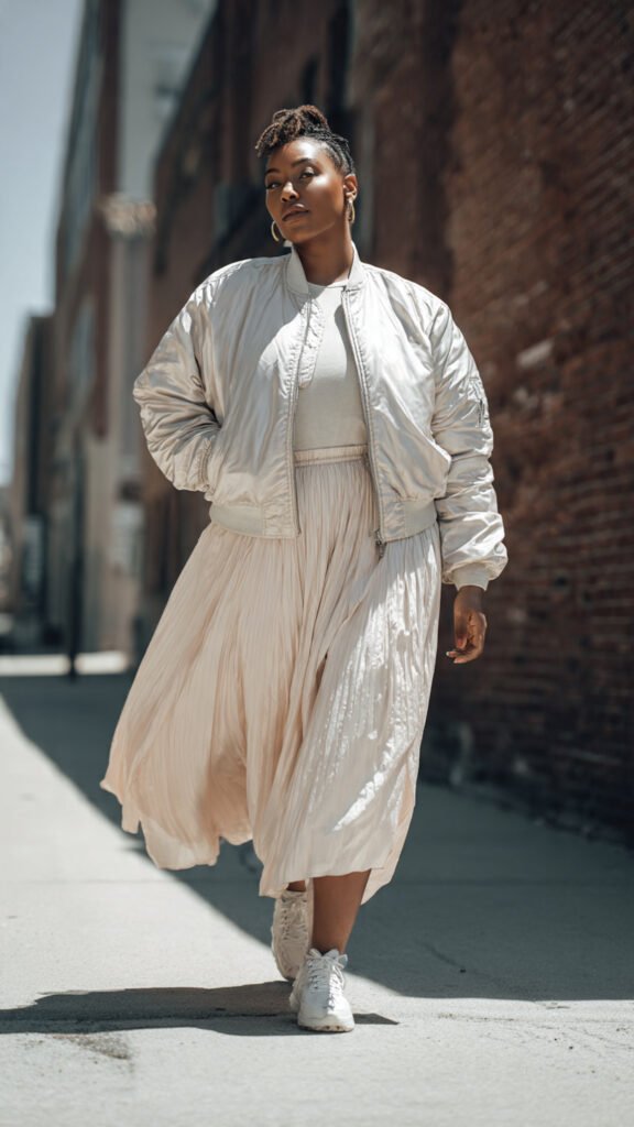 Windbreaker with a Midi Skirt