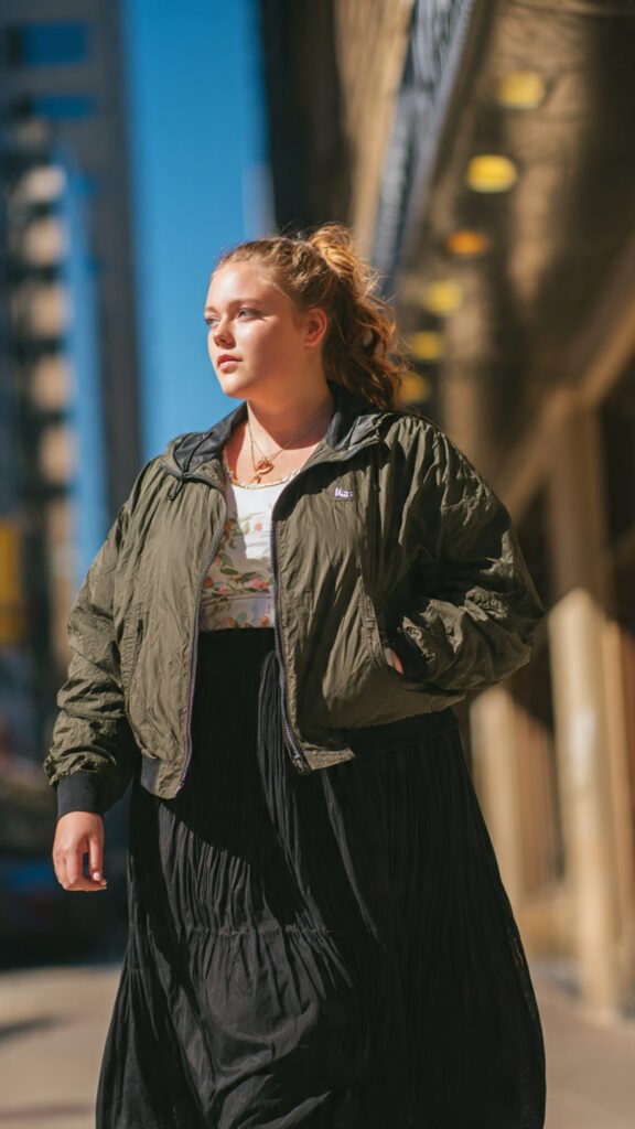 Windbreaker with a Midi Skirt