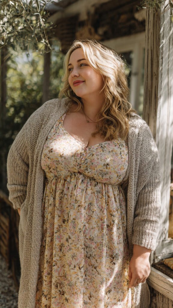 Cottagecore Floral Midi with Cardigan