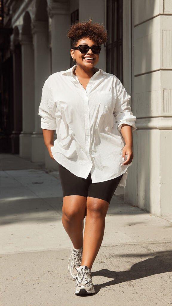 Oversized Shirt with Bike Shorts