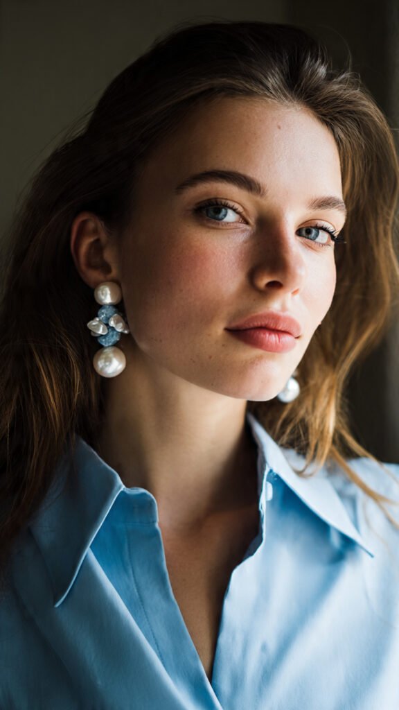 Chunky Blue Gem Cluster Earrings