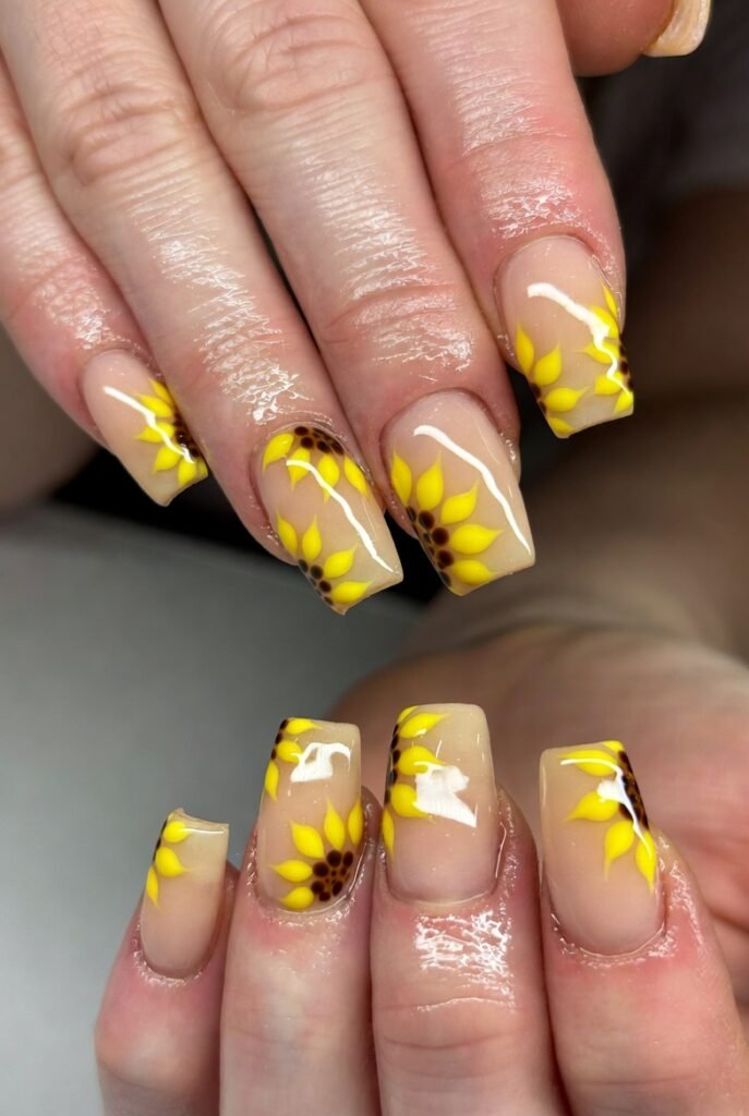 Gel Sunflower Nail Art