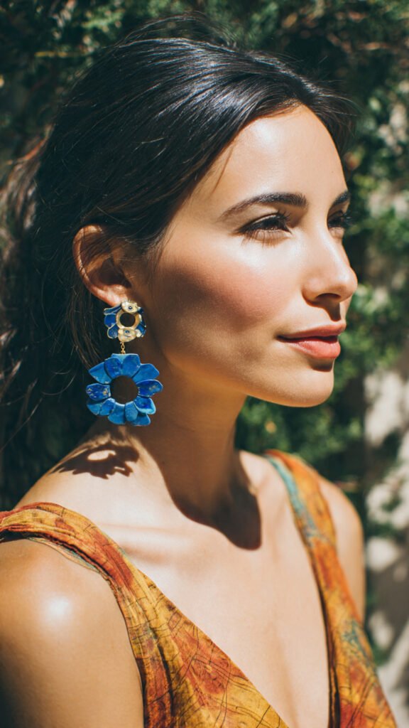 Evil Eye Blue Statement Earrings