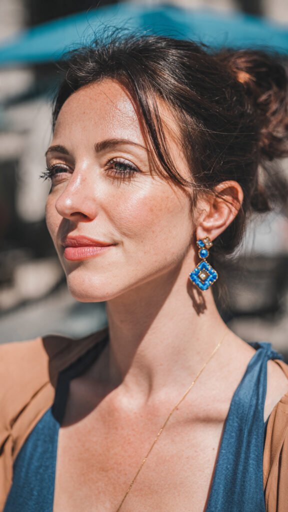 Evil Eye Blue Statement Earrings