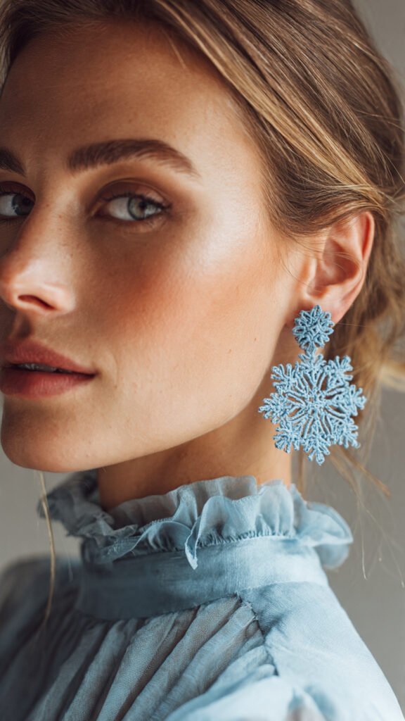 snowflake earrings icy blue snowflake earrings icy blue