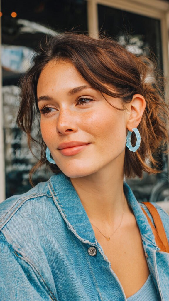 Aqua Glass Statement Hoops