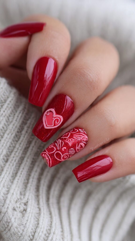 mix-and-match-red-nail-art-on-long-coffin-shaped-n