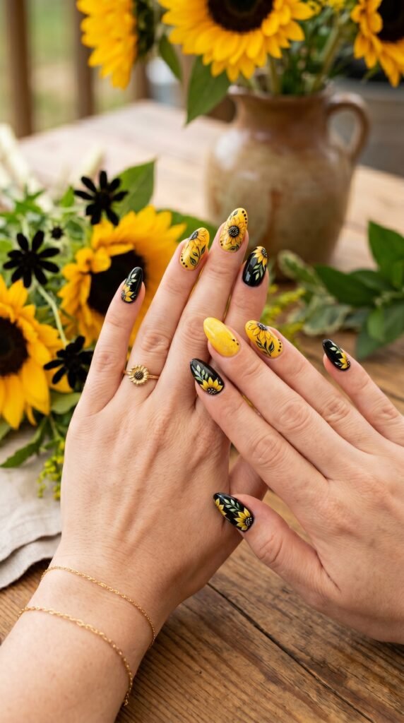 Black_and_Yellow_Sunflower_Nails Black_and_Yellow_Sunflower_Nails