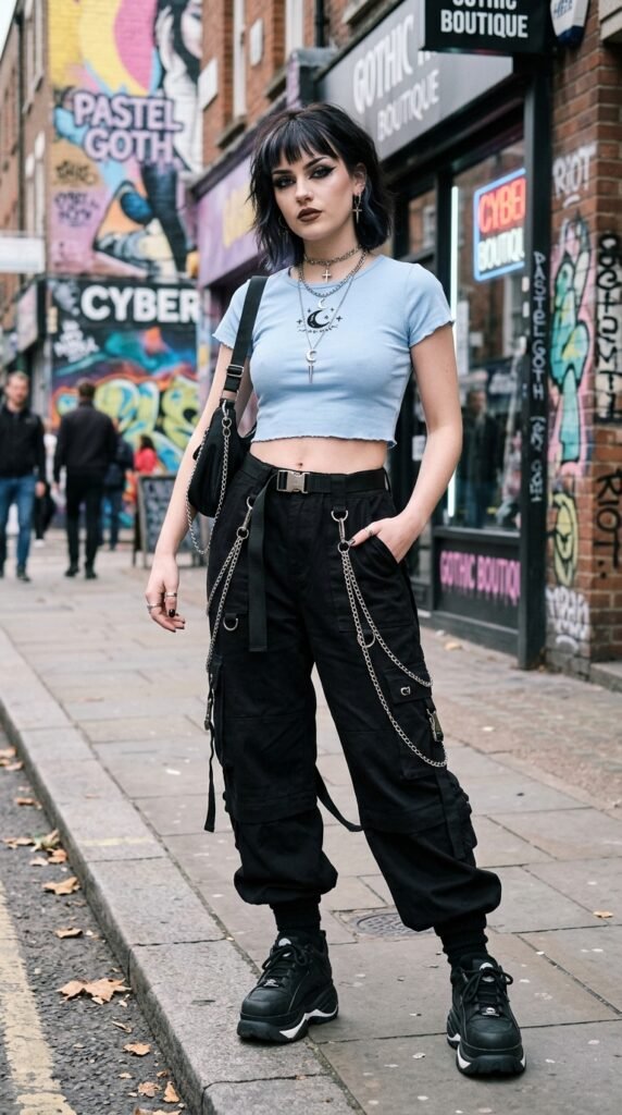 Black_cargo_pants_baby_blue_croptop pastelgoth Black_cargo_pants_baby_blue_croptop pastelgoth