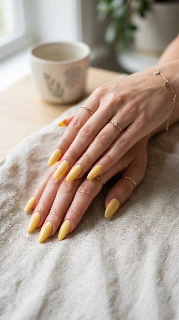 Butter_yellow_nails_glossy_almond Butter_yellow_nails_glossy_almond