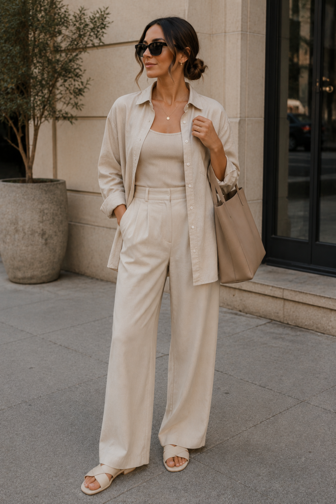 Monochrome Neutral Outfit With Minimal Accessories