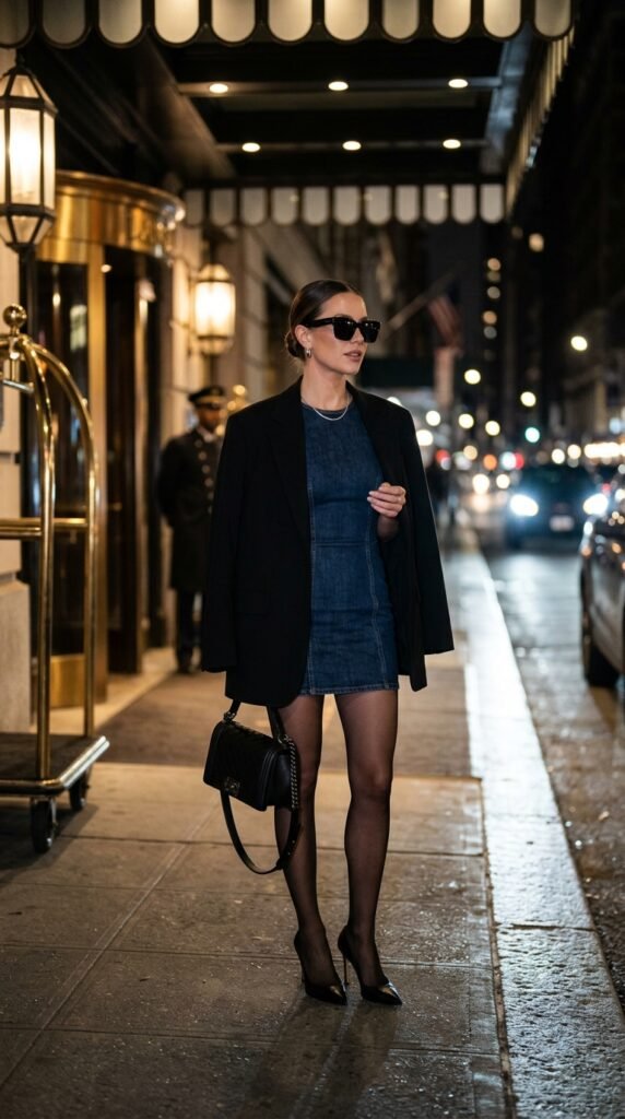 Denim_mini_dress_oversized_blazer Denim_mini_dress_oversized_blazer