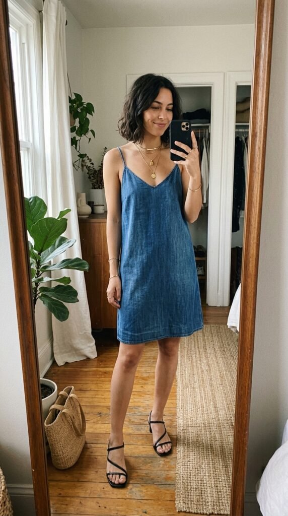 Denim_slip_dress_layered_jewelry_ Denim_slip_dress_layered_jewelry_