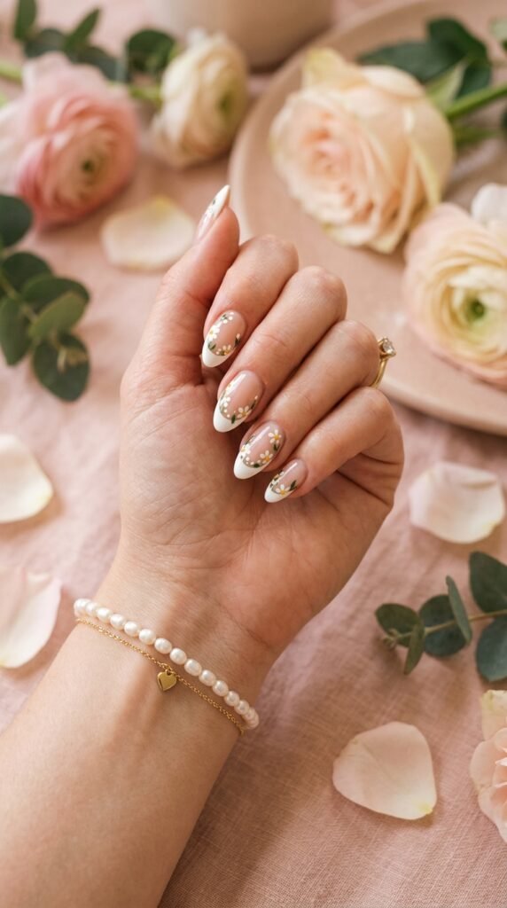 Floral_French_tip_nails_pearls Floral_French_tip_nails_pearls