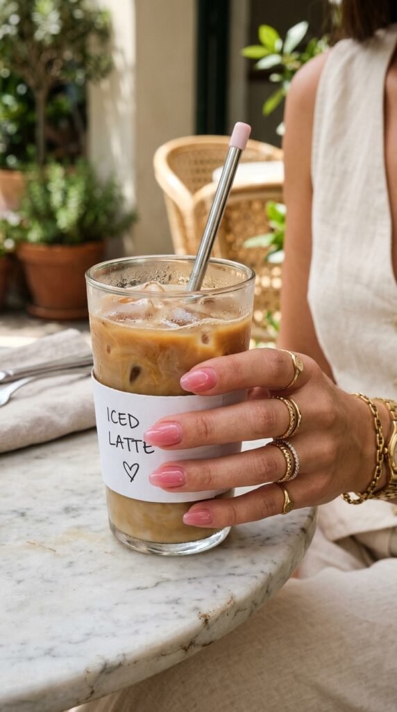 Nails_holding_iced_coffee_cup_ Nails_holding_iced_coffee_cup_
