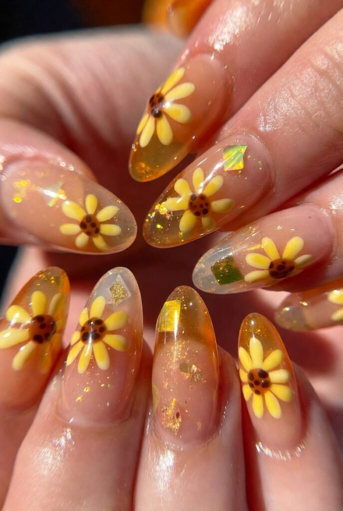 jelly sunflower nails jelly sunflower nails