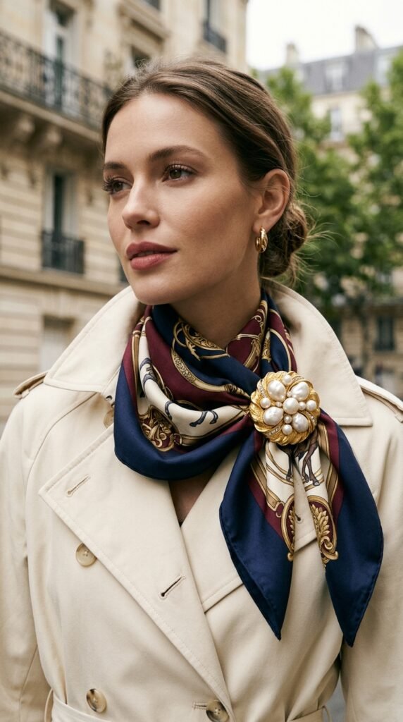 Silk_scarf_brooch_styling Silk_scarf_brooch_styling