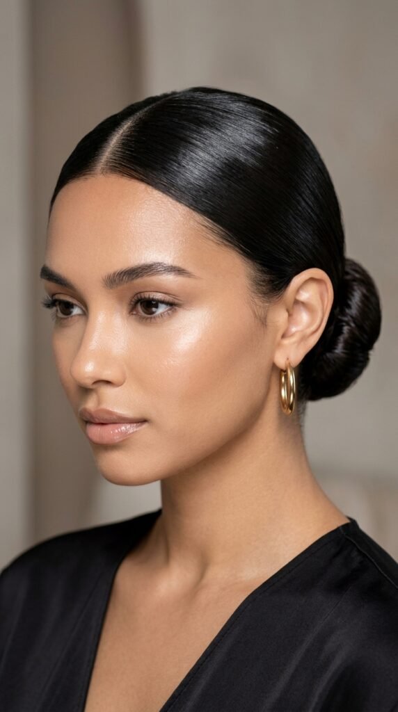 Sleek_low_bun_hairstyle_ Sleek_low_bun_hairstyle_