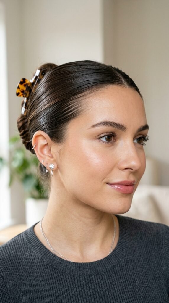 Slicked_back_claw_clip_style Slicked_back_claw_clip_style