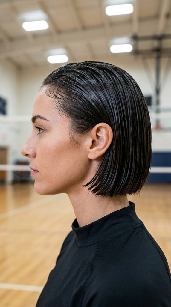 Wet-look_athletic_bob_hairstyle_ Wet-look_athletic_bob_hairstyle_