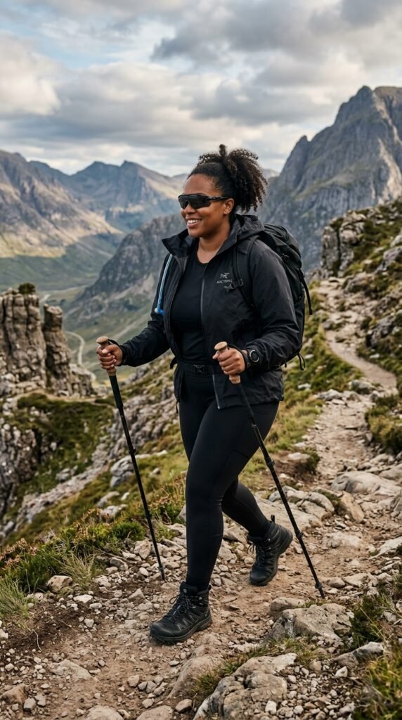 Woman_wearing_black_hiking_outfit Woman_wearing_black_hiking_outfit