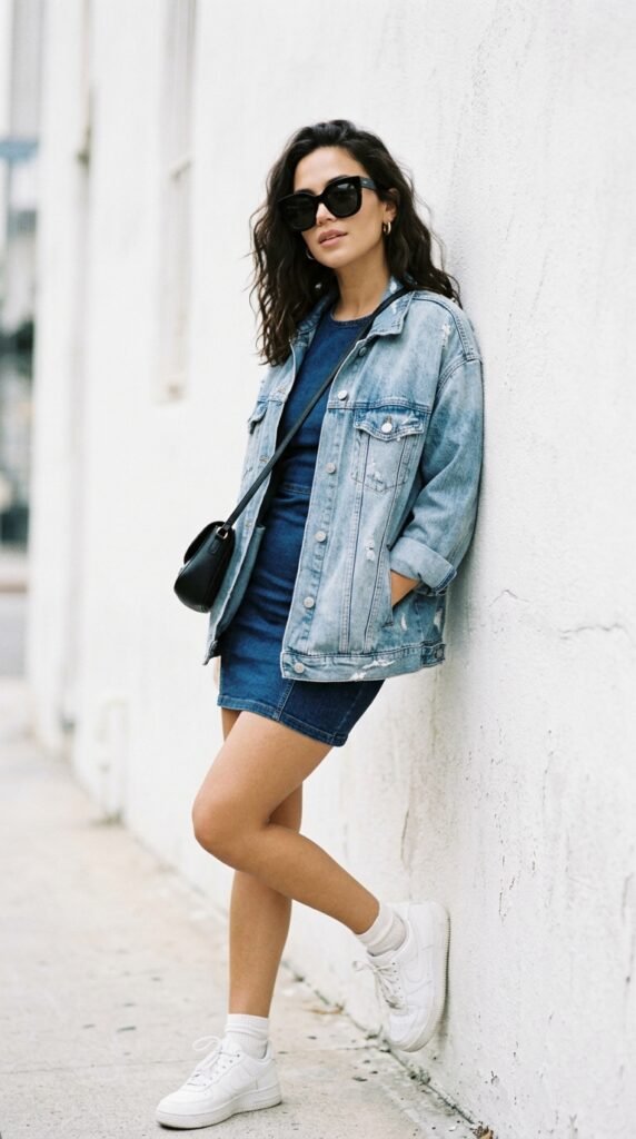 Woman_wearing_denim_dress_jacket Woman_wearing_denim_dress_jacket