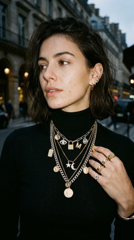 Woman_wearing_gold_silver_necklaces_202605111747 Woman_wearing_gold_silver charms