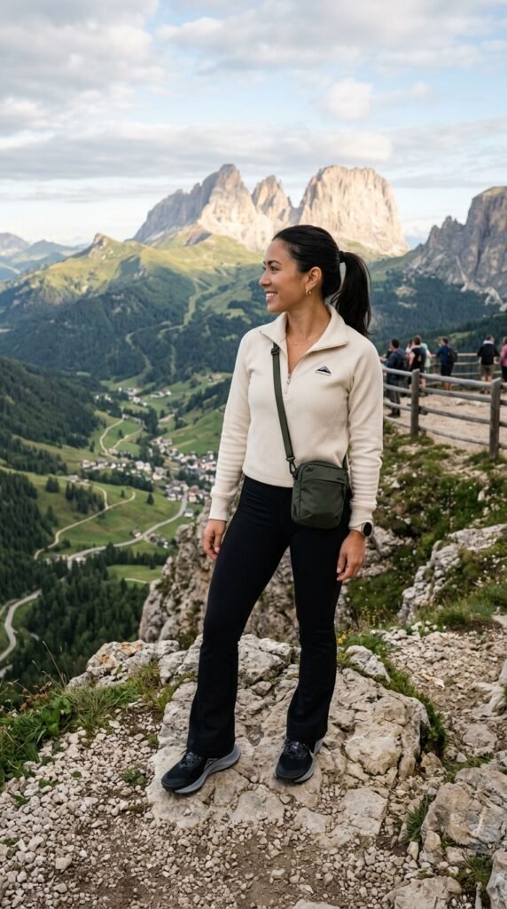 Flared Hiking Leggings and Quarter-Zip Pullover Flared Hiking Leggings and Quarter-Zip Pullover