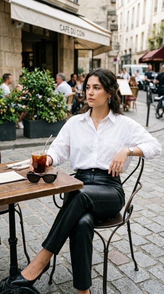 white_shirt_leather pants white_shirt_leather pants