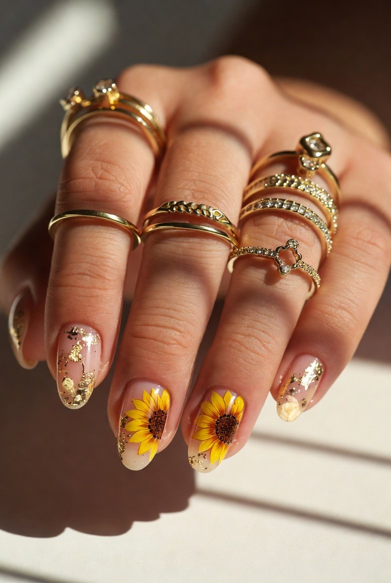 gold foil sunflower design