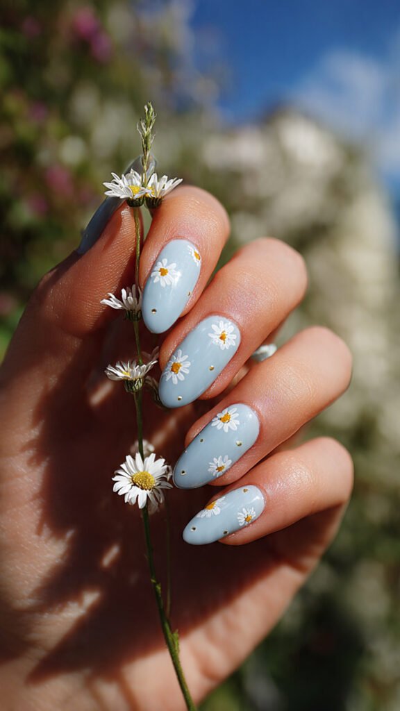 minimal floral nail art