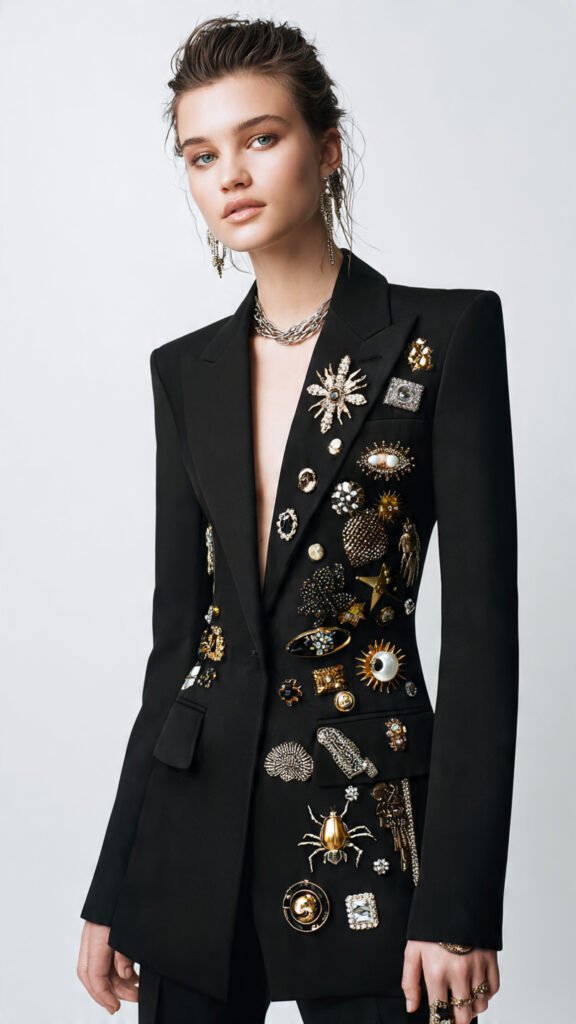 stackedbroochesonoutercoat