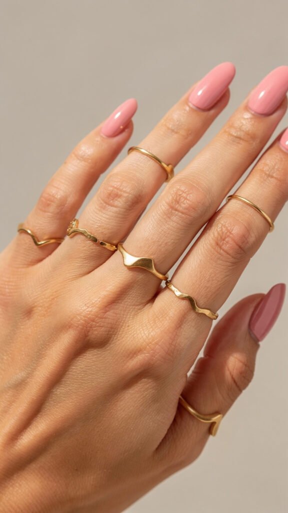 gold asymmetrical ring stack