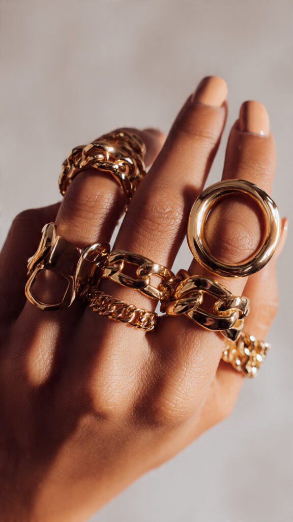 bold gold rings stack