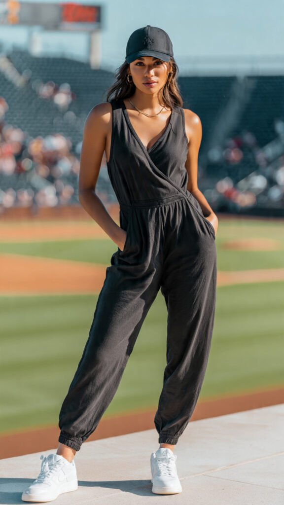 jumpsuit outfit for baseball game