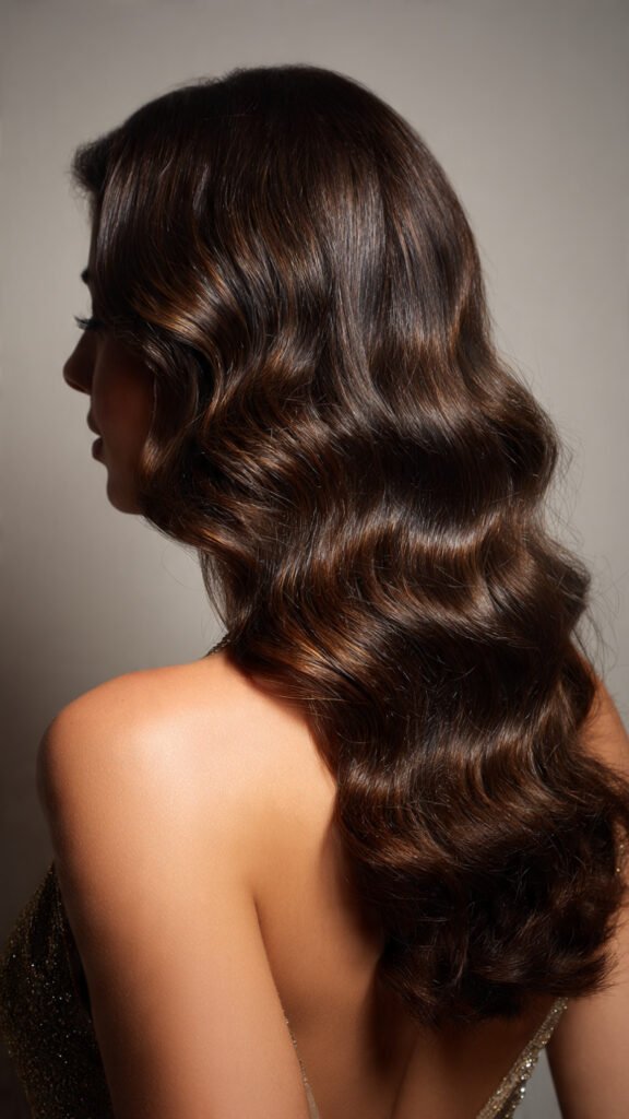 glossy-hollywood-waves-on-medium-length-hair