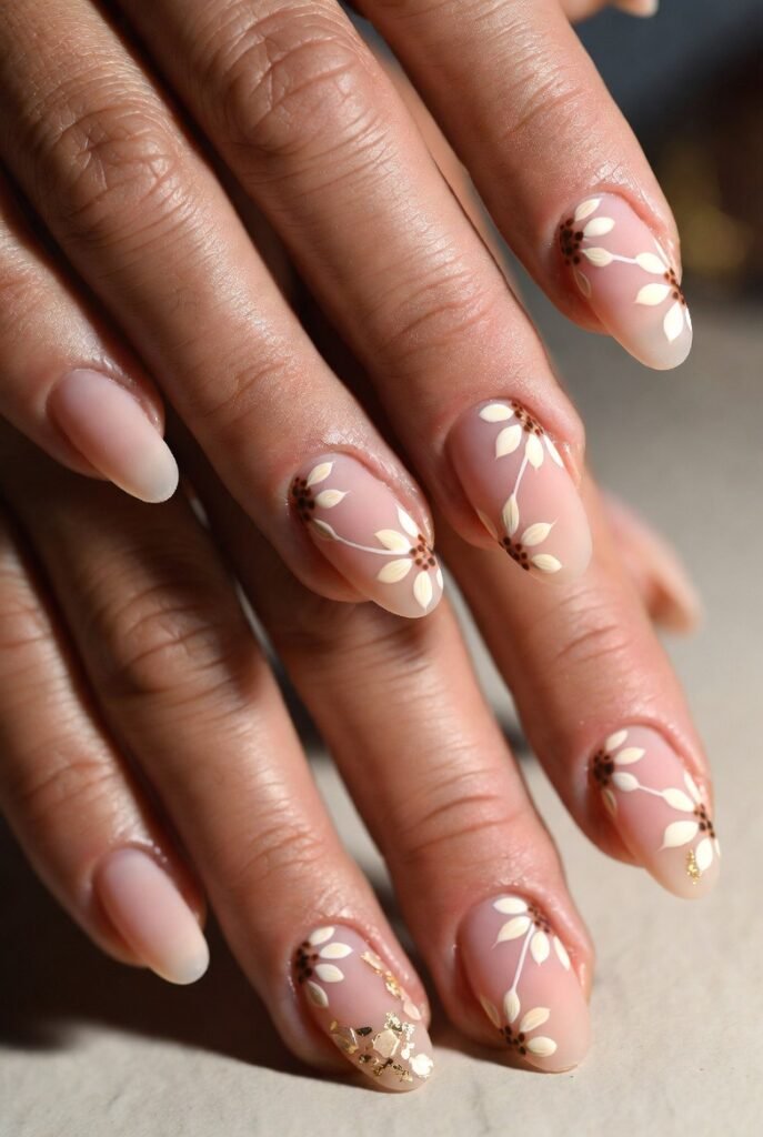 matte nude sunflower nails matte nude sunflower nails