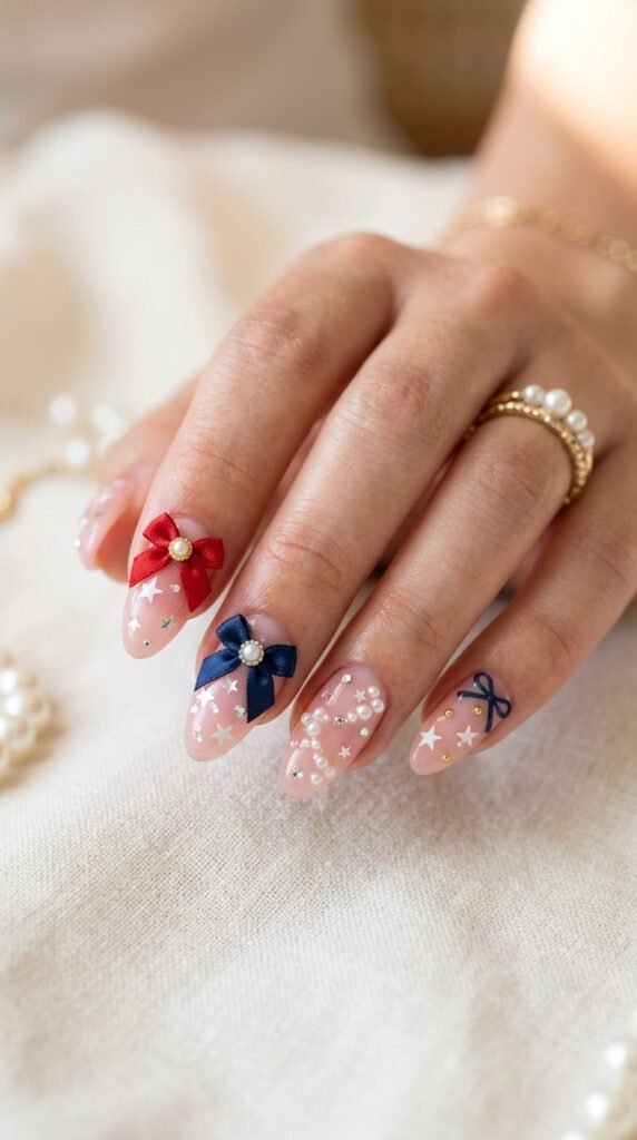 11._Patriotic_Bow_&_Pearl_nails 11._Patriotic_Bow_&_Pearl_nails