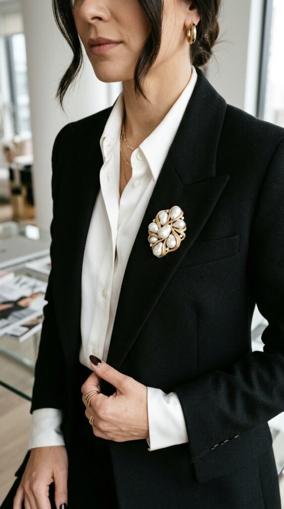 Brooch_refreshing_black_blazer_ Brooch_refreshing_black_blazer_