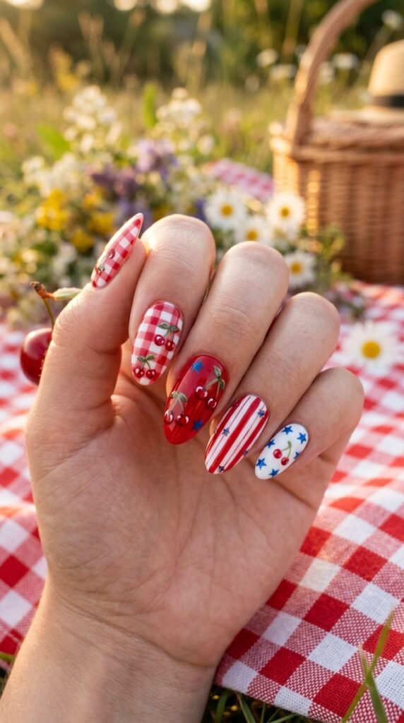Cherry_picnic_nails_4th july nails 4th july nails Cherry_picnic_nails_4th july nails
